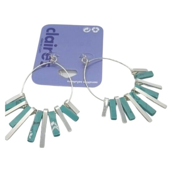 Claire's Jewelry Claires Silver And Faux Turquoise Earrings Dangle